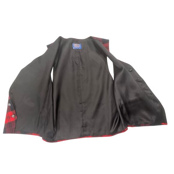 PENDLETON Vintage Virgin Wool Vest Men's Medium Red Tartan Plaid Christmas Vest - Picture 4 of 8